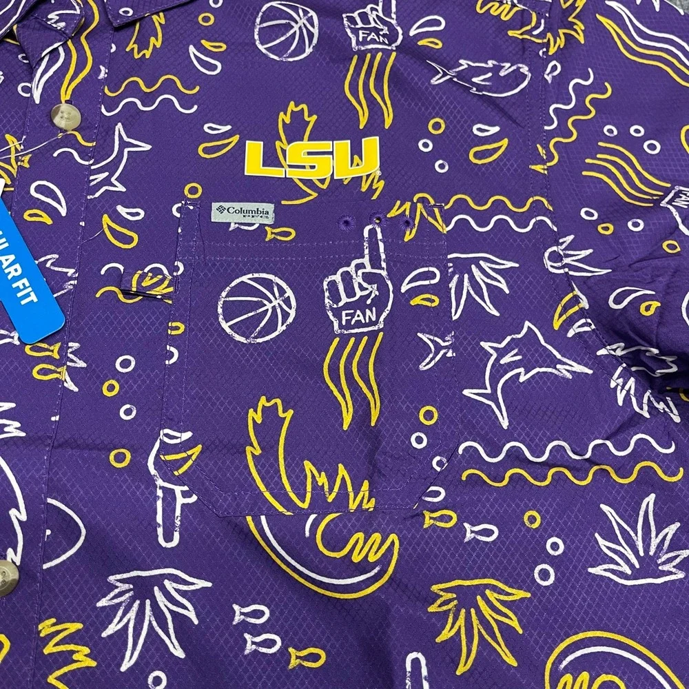 LSU Tigers Shirt Mens Large Purple Columbia PFG Super Slack Tide Vented NCAA - Picture 2 of 14